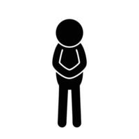 Simple Black Stick Figure Standing With Hands Folded Front Illustration vector