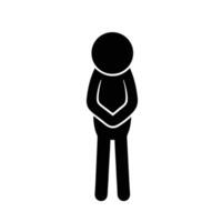 Standing Stick Figure With Hands Clasped Showing Humility And Respect vector