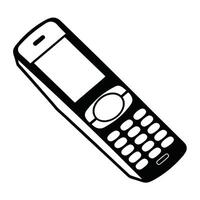 Simple Monochrome Illustration Of A Classic Mobile Phone With Keypad Buttons vector