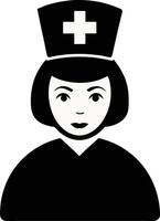 Minimalist Design Of A Nurse With A Hat And A White Cross Symbol vector