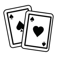 Two Playing Cards Showing A Spade And A Heart With Black Outline vector
