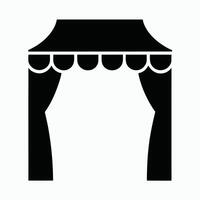 Black Silhouette Of Stage With Curtains Ideal For Performance Or Event vector