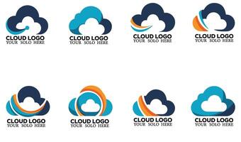 Monochrome Abstract Weather Cloud Logo Symbol Set Icon for Modern Apps vector