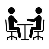 Meeting Icon Two People Sitting At Table Interview Or Negotiation Pictogram vector