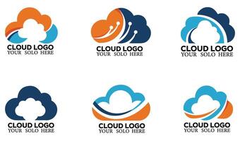 Geometric Abstract Weather Cloud Logo Symbol Set Icon for Print Use vector