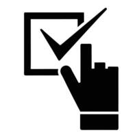 Hand Selecting Check Mark Box Showing Approval Choice Selection Confirmation vector