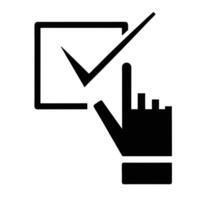 Hand Selecting Checkbox Choice Confirmation With Finger Tap Symbol vector