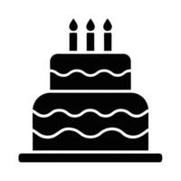 Two Layer Birthday Cake With Three Candles In Black And White Style vector