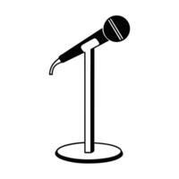 Black And White Microphone Illustration On Stand For Music And Podcast Projects vector