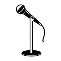Microphone On Stand Black And White Icon Illustration Graphic Design vector