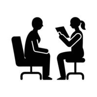 Consultation Between Doctor And Patient During Appointment In Minimalist Black And White Style vector