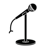 Simple Black And White Microphone On Stand Isolated For Art vector