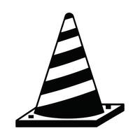 Black And White Graphic Of Traffic Cone With Horizontal Stripes Flat Design vector