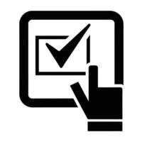 Hand Selecting Checkbox Icon Confirm Choice Selection Completion Graphic Element vector