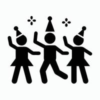 Party People Celebrating With Hats And Confetti Illustration Design Element vector