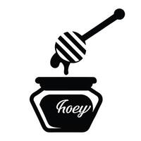 Honey Jar With Dripping Dipper Sweet Food And Natural Product Silhouette vector
