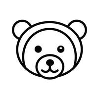 Minimalist Teddy Bear Head Icon With Black Outline For Graphic Design Projects vector