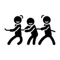 Stick Figures Teamwork Concept Showing Determination And Unity In Tug Of War Game vector