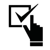 Check Mark Box With Hand Pointer Black And White Symbol Illustration vector