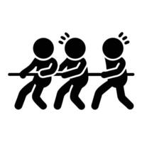 Teamwork Illustration Of Stick Figures In Tug Of War Competition vector