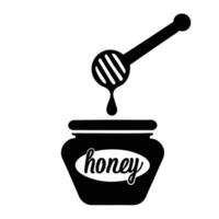 Honey Jar With Dipper Monochrome Illustration Minimalist Design vector