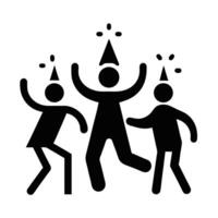 Silhouetted Party People Celebrating With Confetti And Hats On A White Background vector