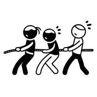 Stick Figures Pulling Rope Tug Of War Competition Strength Challenge vector