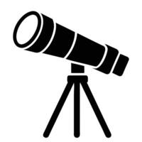 Telescope Silhouette On Tripod Stargazing Astronomy Science Tool Isolated Image vector
