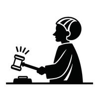 Silhouette Illustration Of Judge With Gavel Symbolizing Court Justice And Law vector