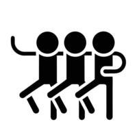 Simple Stick Figures Dancing Group In Sync Monochrome Illustration Flat Design vector