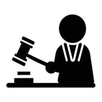 Court Icon Featuring Judge With Gavel Symbolizing Justice And Legal System vector