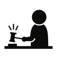 Silhouette Illustration Of Judge With Gavel Symbolizing Law And Justice Courtroom vector