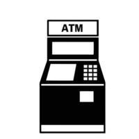 Simple Black And White Atm Machine Illustration Minimalist Design vector