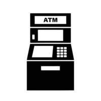 Black And White Atm Machine Icon Financial Technology Illustration Simple Design vector