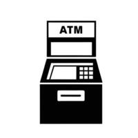 Black And White Automated Teller Machine Atm Icon For Banking Services vector
