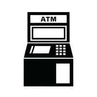 Black And White Automated Teller Machine Isolated Financial Transaction Outline vector