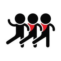 Group Of Black Figures Marching With Red Accents In Style vector