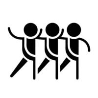 Line Of Stick Figures Dancing Together Symbolizing Teamwork And Celebration vector