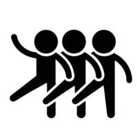 Black Silhouette Of Three People Dancing In A Line Symbolizing Unity vector