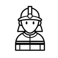 Minimalistic Line Art Illustration Of A Firefighter With Helmet And Uniform vector