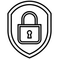 Outline Style Shield With Padlock Symbol For Security And Protection vector