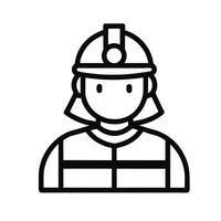 Minimalist Icon Of A Firefighter With Helmet And Uniform Outline vector