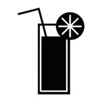 Black Silhouette Of Refreshing Citrus Drink With Straw And Lemon Slice vector