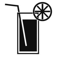 Minimalist Black And White Lemonade Illustration With Straw And Lemon Slice Icon vector