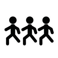 Three Black Silhouette People Walking Forward Symbolizing Teamwork And Progress vector