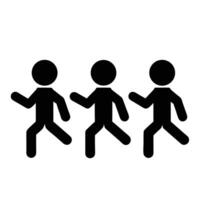 Stick Figures Group Running Together Black Silhouette On White Background Simple Illustration vector