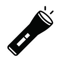 Black And White Flashlight Icon With Glowing Light Isolated On White Background vector