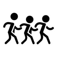 Three Abstract Black Figures Walking Together Side By Side Isolated On White vector