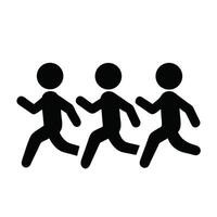 Three Black Figures Running Together Simple Graphic Illustration Isolated vector