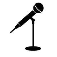 Microphone On Stand Illustration Isolated On White Background Black Silhouette vector